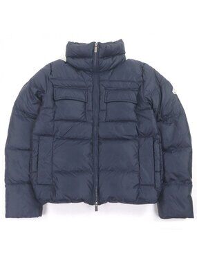 Bvlgari Pyrenex Basile Logo Patch Stand Collar Down Jacket Navy XS Made
